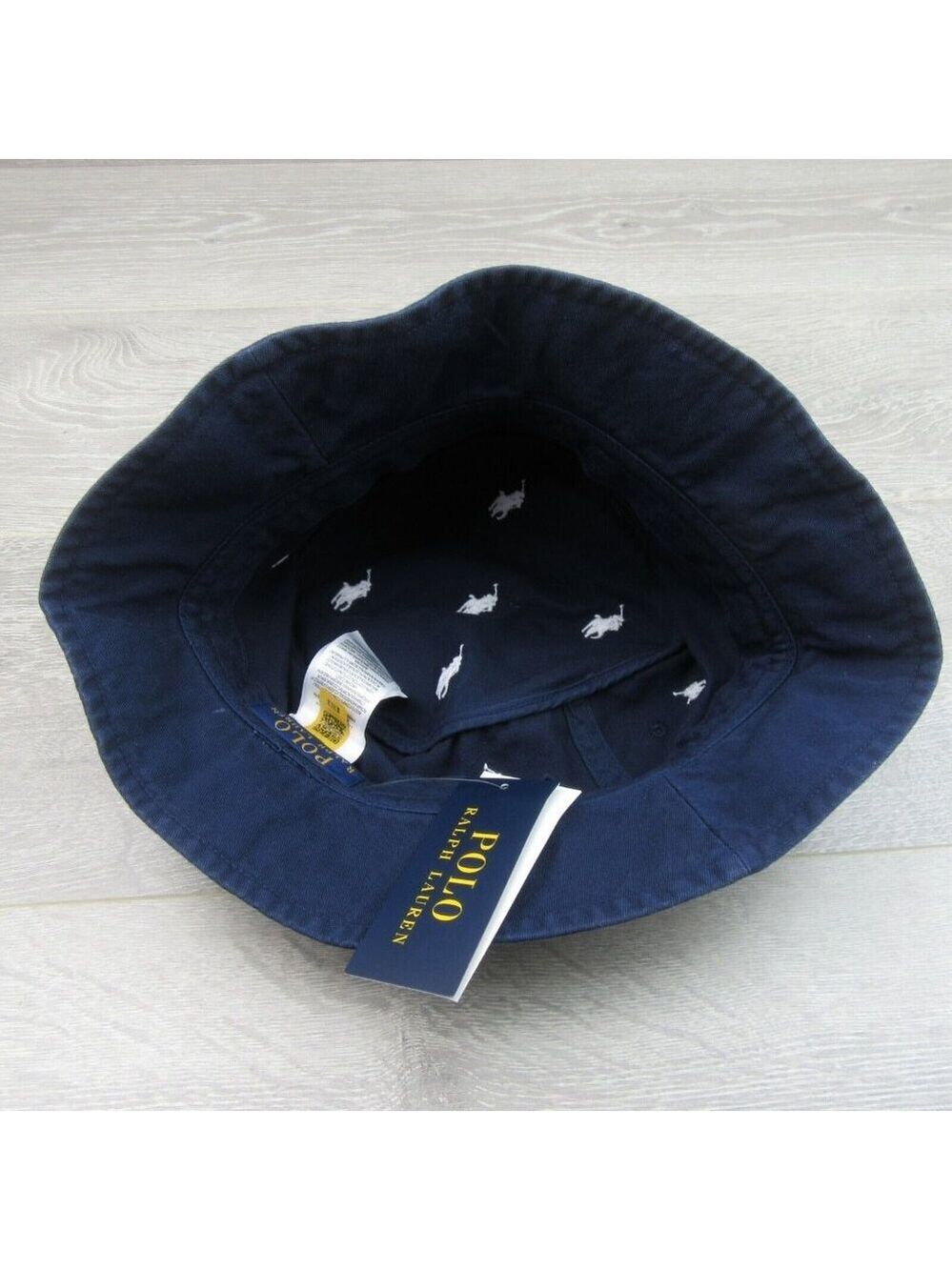 Polo Ralph Lauren Embroidered Pony Bucket Hat Adult Size S/M Navy Blue White NEW - Picture 7 of 12